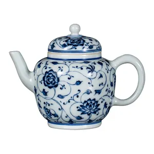 Théière en céramique Zhongjiayao Jingdezhen motif de branche peint à la main four Chai porcelaine bleue et blanche théière Kung Fu