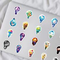 56 pegatinas de PVC impermeables con diseño de dibujos animados de bombillas, para decoración DIY de fundas de teléfono, cuadernos y vasos.