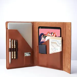 2022 붉은 갈색 Lichi 가죽 종이 파일 폴더 액세서리 노트북 태블릿 주최자 폴더 포켓 여권 폴더