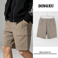 Shorts de travail à poches verticales pour hommes, couleur taupe, taille élastique, braguette boutonnée, passants de ceinture, poches à bouton-pression, coupe ample, longueur mi-cuisse, pour la randonnée