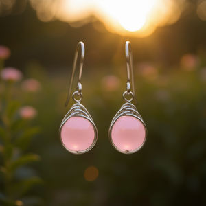 Orecchini pendenti con perle finte rosa per donna, grazioso design a goccia d'acqua, montatura a castone, gioielli in lega, regalo E2832 - Product Image 2