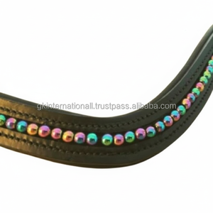Banda personalizada para cejas de caballo de cuero acolchado con canal vacío en todas las formas cristales incrustados perlas banda para cejas mega Bling para caballos - Product Image 1