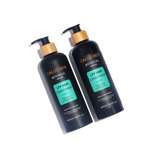 Dispensador de bomba de bambú, botella vacía de plástico PET de 500ml, botella de <span class=keywords><strong>loción</strong></span> de champú de hombro negro para el cuidado de la piel, capacidad de embalaje de 300ml - Product Image 1