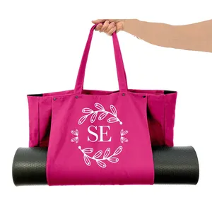 Eco Friendly Gym Pilates Sports Tote Bag with Yoga Mat Holder Cross Body Handle Portable New Cute Fitness Yoga Tote Bag