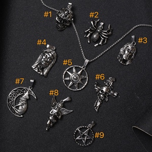 Vintage Herren Jesus Christliche Anhänger Edelstahl Religiöser Schmuck Punk Porträt Engel Anhänger Halskette Silber Herren Totenkopf - Product Image 2