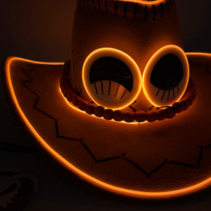 Anime japonais Orange <span class=keywords><strong>Ace</strong></span> LED Light up Cowboy Hat Lumineux Hommes Cosplay Party Cap Costume Nouveauté Cadeaux - Product Image 2