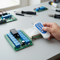 Commutateur de télécommande sans fil industriel 433 MHz 12 canaux automatique en plastique, 12 boutons, AC 220V, émetteur-récepteur RF à code d'apprentissage