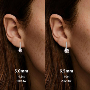 Boucles d'oreilles pendantes en moissanite et diamant de laboratoire certifiées GRA, plaquées or 14 carats, argent 925, VVS, à fermoir levier, cadeau de mariage pour femme, livraison gratuite - Product Image 4