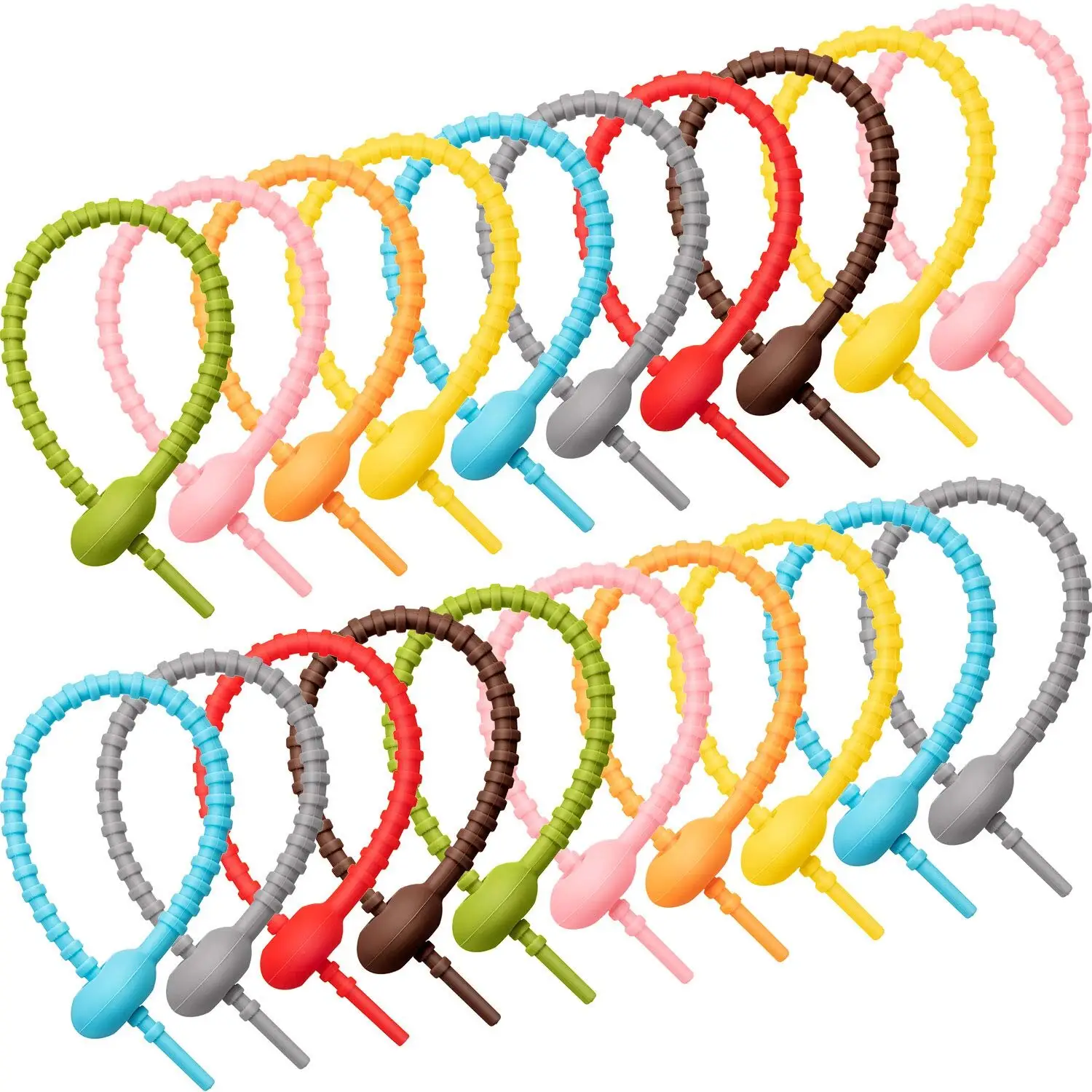 Hot Selling Colorful Reusable Silicone Cable Tie Multi Purpose Flexible Cable Ties Binding Cord Straps Organizer