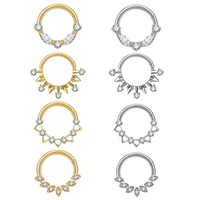 ASTM F136 Titanium Alloy Fashion Piercing Jewelry Multi-Style for Ear Bridge, Nipple Barbell, Nose Ring | Festival & Party