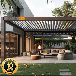 100% étanche puissance enduit résistant au vent électrique Flip Pergola motorisé persienne toit en aluminium Gazebo extérieur - Product Image 5