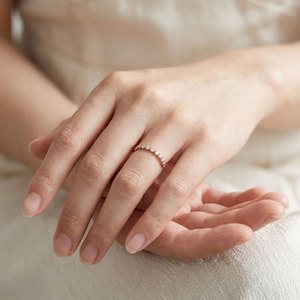 Joyería Fina de Alta Calidad y Estilo Moderno al por Mayor, Anillo Apilable de Oro Rosa de 18K con Diamantes Naturales Reales, Regalo para Chicas, Uso Diario - Product Image 6