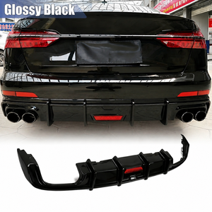 Diffuseur de pare-chocs arrière <span class=keywords><strong>sport</strong></span> noir brillant/texturé fibre de carbone avec éclairage pour <span class=keywords><strong>Audi</strong></span> A6 S6 C8 2019-2022 - Amélioration automobile - Product Image 1