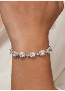 S925 Sterling <b>Silver</b> Moissanite Luxury Full‑Stone Tennis <b>Bracelet</b> Women Sparkling Banquet Party Wedding Anniversary Gift <b>Bangle</b> - Product Image 4