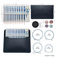 Ensemble de crochets tunisiens 12 pièces en aluminium bleu couleur unie 3.0-10.0mm Modèle A2-6 avec sac en PU pour tricot de pulls, couvertures et tissage DIY