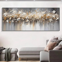 Peinture abstraite contemporaine blanche et dorée, grande toile murale, art texturé, décoration moderne pour salon, chambre à coucher