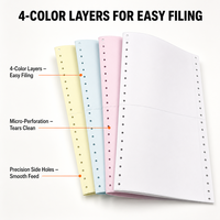 Kertas NCR Tanpa Karbon 241x279mm 2 3 4 Lapis Multi Salin untuk Faktur Kantor 500 Set FSC CE Ukuran Kustom Bahan