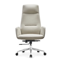 Chaise de bureau de luxe haut de gamme européenne en cuir, chaise de direction pour salle de conférence, base en aluminium, chaise en PU pour bureau