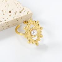 Bague ouverte ajustable vintage bohème en acier inoxydable 316L plaqué or 18 carats avec pierres naturelles multiples incrustées, bijoux pour cadeau