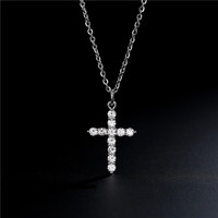 Colliers pendentifs croix en zircon pavé de laiton plaqué or 14 carats pour femmes