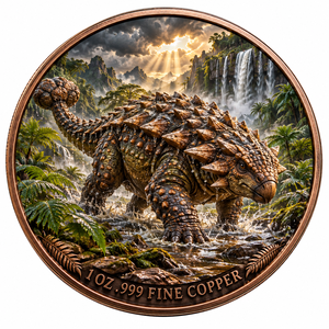 1 oz 999 Feinkupfermünze Ankylosaurus Jurazeit 3D Hochrelief UV-Farbbeständig König der Dinosaurier Kunstmetallhandwerk - Product Image 4