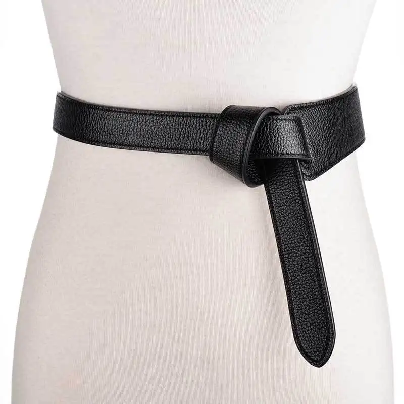 Wholesale High Quality Ladies Casual Tie Plus Size PU Leather Belts For Dress Women Fashion Waist Belt Black Brown White Coffee