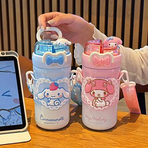 Sanrio Kuromi Children's Insulated <b>Water</b> <b>Bottle</b> 316 Stainless Steel <b>With</b> <b>Straw</b> Portable For Elementary Students - Product Image 3