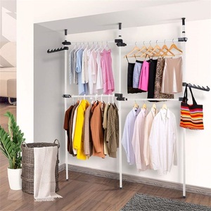 Großhandel Kombinierbarer Stabförmiger Tragbarer Beweglicher DIY Metall-Kleiderschrank Offener Typ Aufbewahrungsregal für Garderobe und Schlafzimmer - Product Image 1