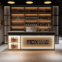 Moderno bancone Bar a LED per caffè, discoteche, hotel personalizzati, centri commerciali, mobili in legno