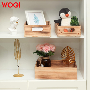 Woqi làm tổ lưu trữ container nâu hình chữ nhật thùng gỗ trang trí nội thất Stackable gỗ thủ công mỹ nghệ hộp gỗ - Product Image 4