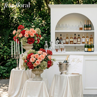 Arrangements de luxe pour hôtels : Centre de table réaliste en fleur de soie unique, rose rouge, pour mariage, Saint-Valentin, Fête des Mères, cadeau pour la maison