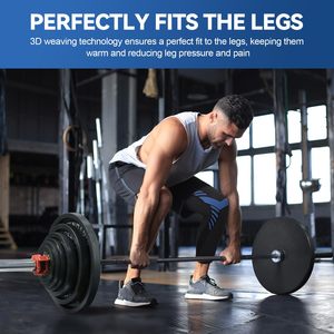 Manchons <span class=keywords><strong>de</strong></span> compression élastiques en Spandex pour genoux, supports longs pour jambes, avec sangles réglables - Product Image 3