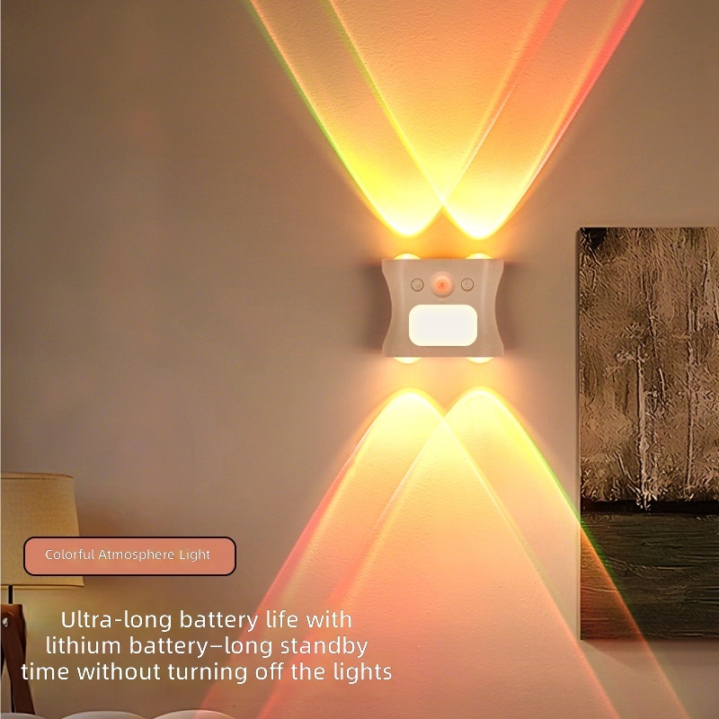 Smart LED Night Light with Motion Sensor USB Rechargeable RGB Gradient Ambient Lamp for Bedroom Desk Closet Decor Wall Lamp