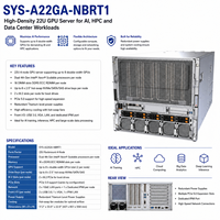 Serveurs IA Supermicro SYS-A22GA-NBRT 10U HGX B200 8-GPU, double processeur Intel Xeon 6900 Blackwell, LLMs, apprentissage profond, HPC, centre de données