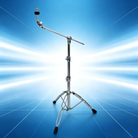Ağır Hizmet Tipi Zil Standı Ayarlanabilir Krom Kaplama Çift Destekli Tripod Zil Tutucu Davul Donanım Aksesuarı Davul Seti Sahne için