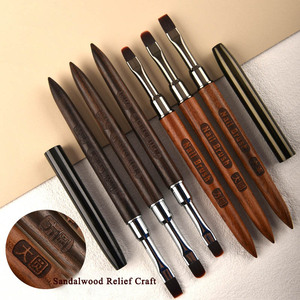 Pinceau à ongles à manche en bois, large, plat, ovale, rond, poils en nylon, pour gel poly, manucure - Product Image 1