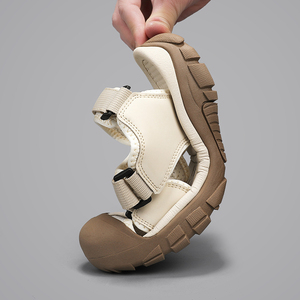 Nouvelles sandales pieds nus de haute qualité grande taille pour hommes en <span class=keywords><strong>cuir</strong></span> blanc véritable bout fermé Double chaussures de randonnée anti-dérapant 46 marque OEM - Product Image 6