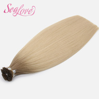 Extensions de cheveux européens Remy à pointe K, doux, 100% vierges bruts, double épaisseur, pré-collées à la kératine, à pointe plate