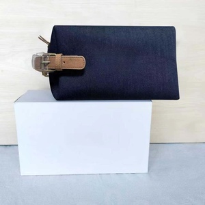 Denim Large Capacity Makeup Bag With Buckle Closure Travel Toiletry Pouch Minimalist Style Unisex Canvas Wristlet - Product Image 1