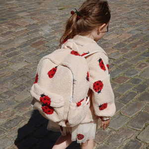 Nouveau Manteau pour Filles Automne Hiver Style Décontracté avec Chaton Imprimé Nœud Cygne Coccinelle <span class=keywords><strong>Rayé</strong></span> Fourrure d'Agneau Fermeture à Glissière Vêtement d'Extérieur en Stock - Product Image 3