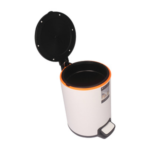 White Round Pedal Trash Can 6L Cylindrical Indoor Waste <b>Bin</b> With Foot Operated Lid For Home Living Room Use - Product Image 3