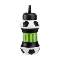 Bouteille d'eau de sport en silicone pour enfants d'école, en forme de boule pliable, anti-fuite, vente en gros