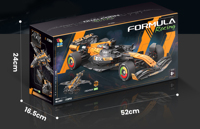 Modèle de voiture de course F1 McLaren Orange 1:8 en blocs de construction, 2120 pièces, transformable en avion, avec télécommande et éclairage