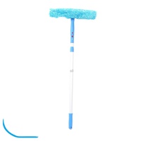 Brosse de nettoyage de vitres extensible à long manche avec chiffon en microfibre supplémentaire pour la maison et le bureau