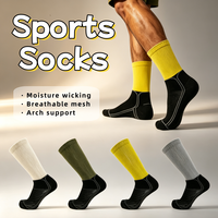 Chaussettes de sport rayées en gros pour hommes, respirantes, anti-humidité, avec soutien de la voûte plantaire, coussinées, en polyester/nylon