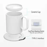 2で1 Heating Mug Cup Warmer SetためHome/OfficeにWarm Coffee、Tea、Milk、Water Mug