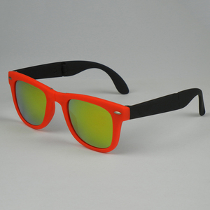 Vente en gros Lunettes de soleil pliantes classiques vintage Miroir personnalisé Protection UV400 Lunettes de soleil tendance Orange Gris Bleu Rouge Vert - Product Image 3