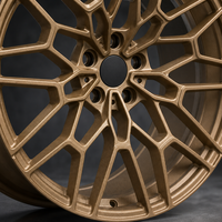 Nouvelle jante en alliage d'aluminium forgé à 5 branches, design Y Mesh bronze mat nid d'abeille, logo personnalisé, jante de voiture 16-22 pouces 5x114.3