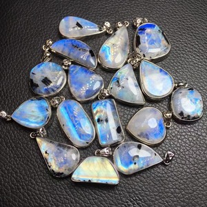 Pendentif en pierre de lune bleue naturelle de haute qualité, argent 925, pierre de lune arc-en-ciel avec point noir, pendentif pour cadeau_xcg - Product Image 3