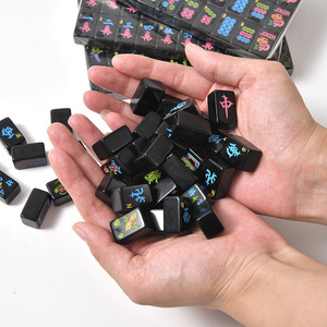 Tuiles de Mahjong Américaines Noires Pliables et Portables à 4 Couches avec Motif Personnalisé, 160 Tuiles en Mélamine, Idées Cadeaux de Luxe - Product Image 4